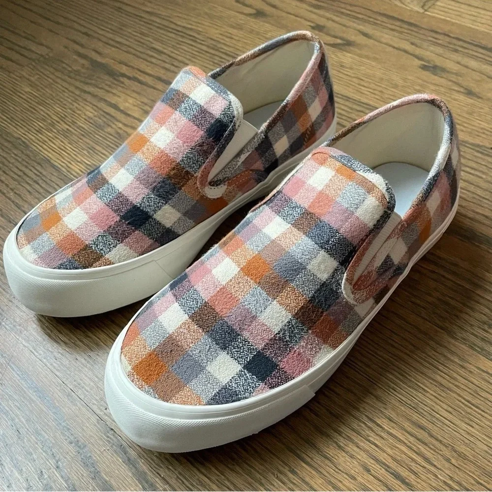 SeaVees, Baja Slip On Platform in Chai Check Flannel Women 9